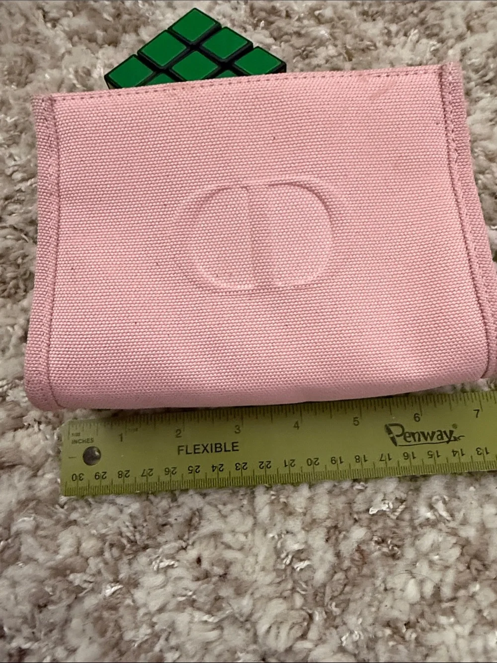 Dior Pink Canvas Trifold Card Wallet with Embossed CD Logo